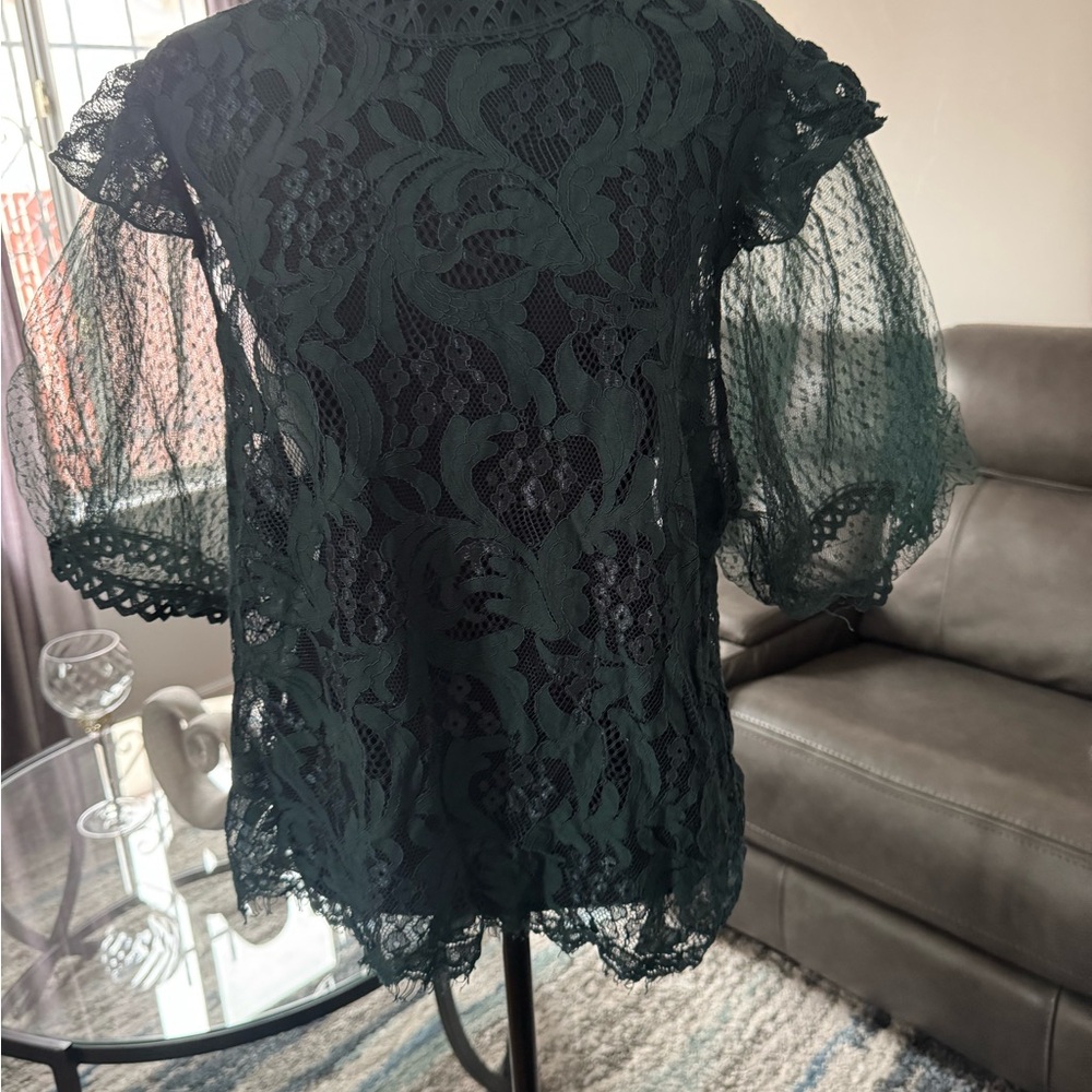 Elegant Lace Green Top